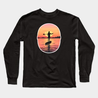 Paddleboarder Embracing the Warmth of Sunset Long Sleeve T-Shirt